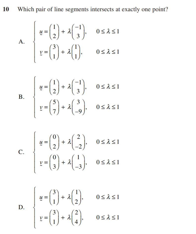 Solved 10 Which Pair Of Line Segments Intersects At Exactly | Chegg.com