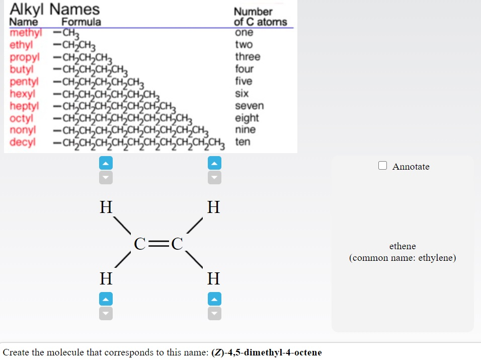 Solved Alkyl Names Number Name Formula of C atoms methyl | Chegg.com