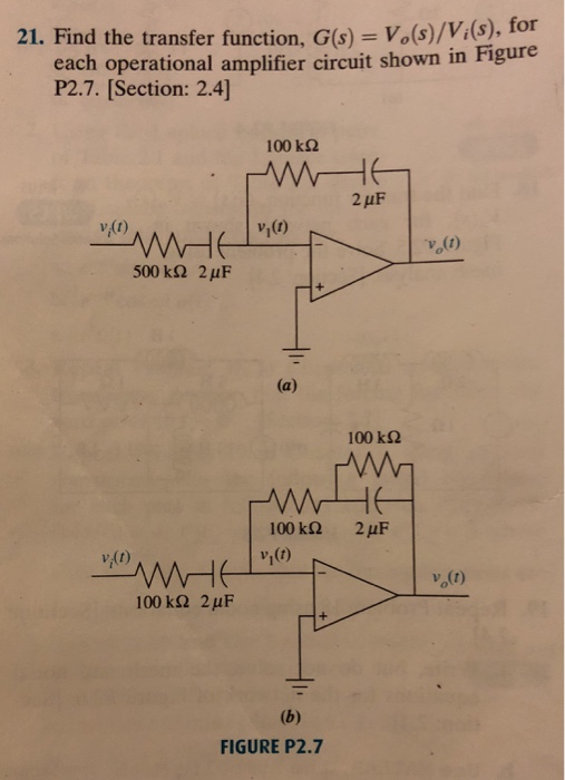 Solved 21. Find the transfer function, Gs) Vo(s)/V(s). for