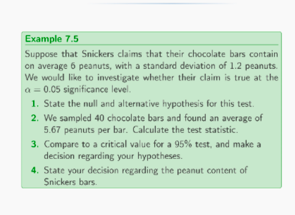 Solved Example 7.5 Suppose that Snickers claims that their | Chegg.com