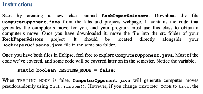 Solved Introduction In the game Rock, Paper, Scissors, two | Chegg.com