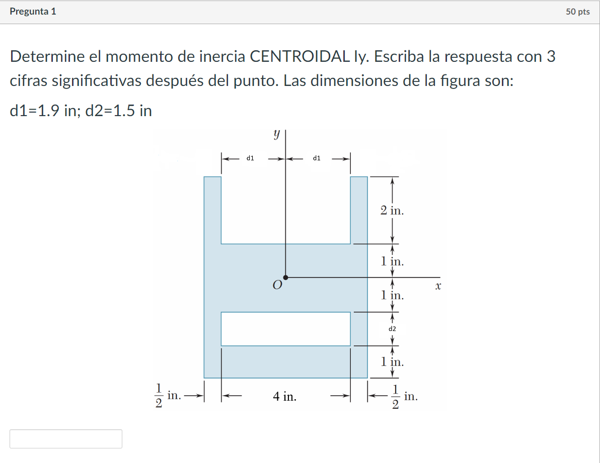 Determine el momento de inercia CENTROIDAL ly. Escriba la respuesta con 3 cifras significativas después del punto. Las dimens