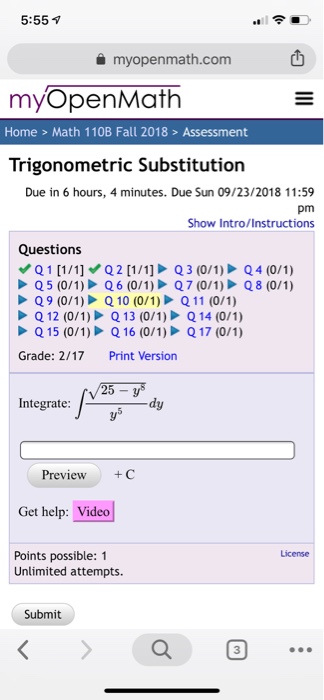 Solved 5:55 el e a myopenmath.com 也 myopenMath Home > Math | Chegg.com