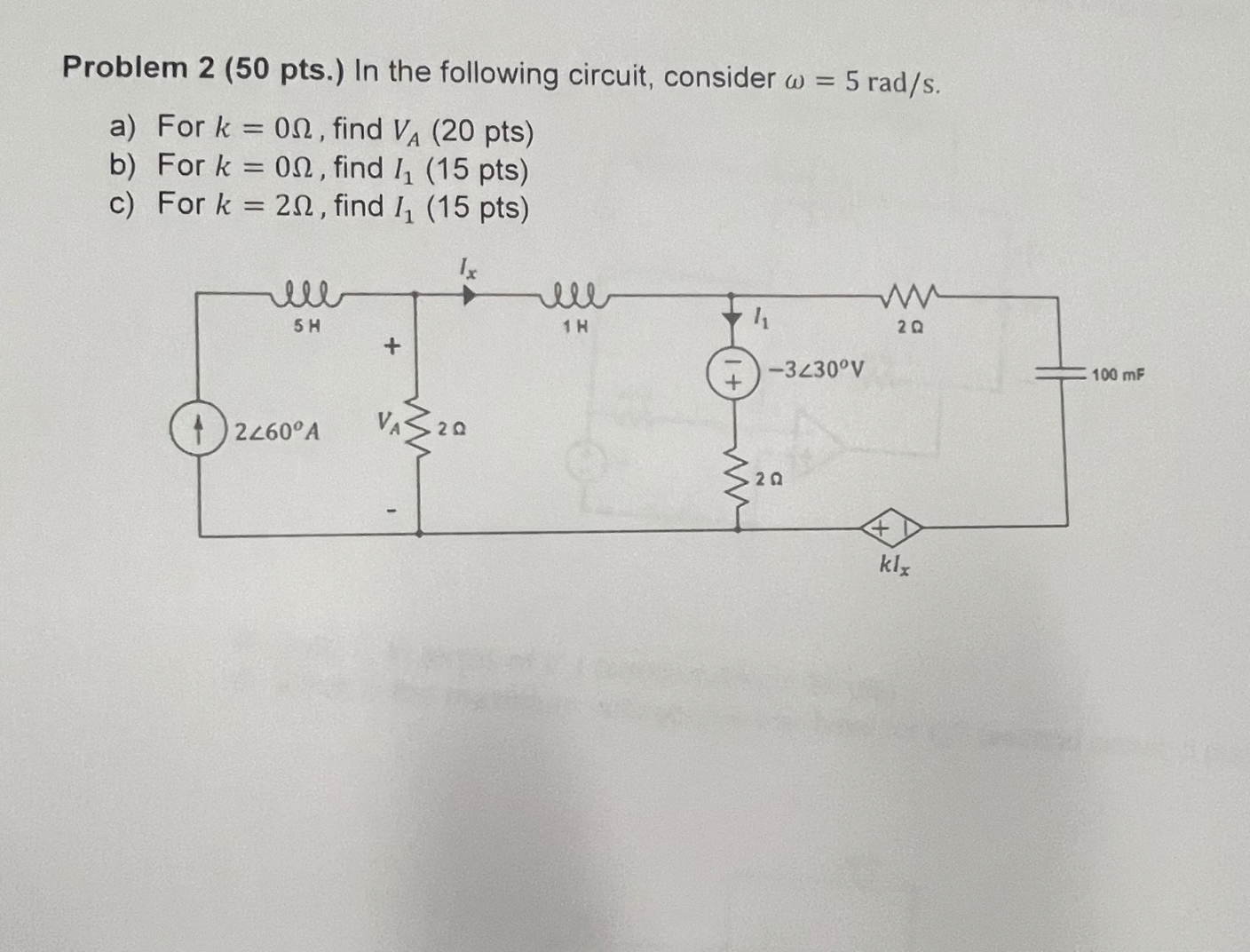 Solved Problem 2 (50 pts.) In ﻿the following circuit, | Chegg.com