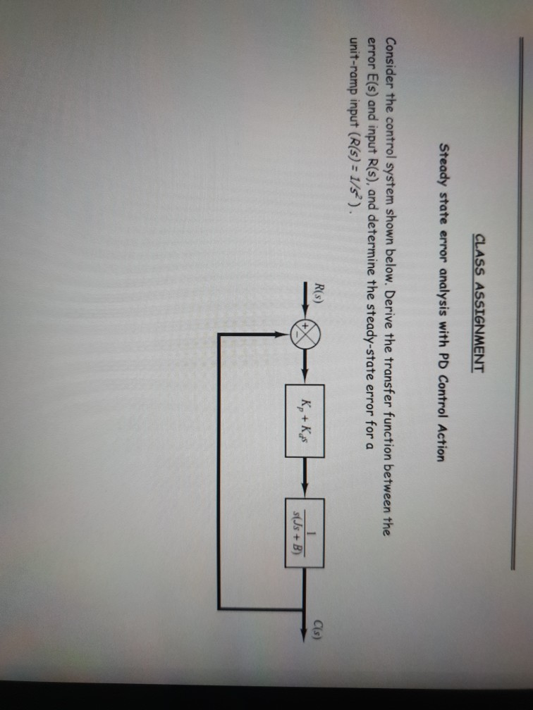 Solved CLASS ASSIGNMENT Steady state error analysis with PD | Chegg.com