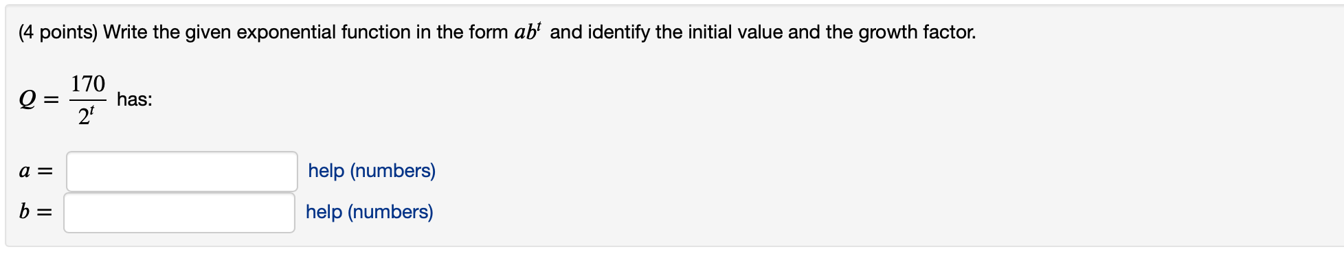Solved (4 points) Write the given exponential function in | Chegg.com