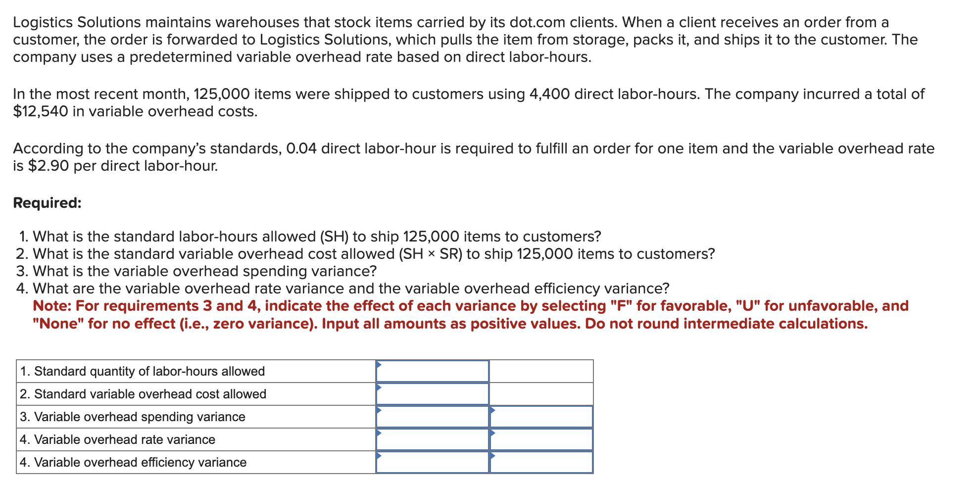 Solved Logistics Solutions maintains warehouses that stock | Chegg.com