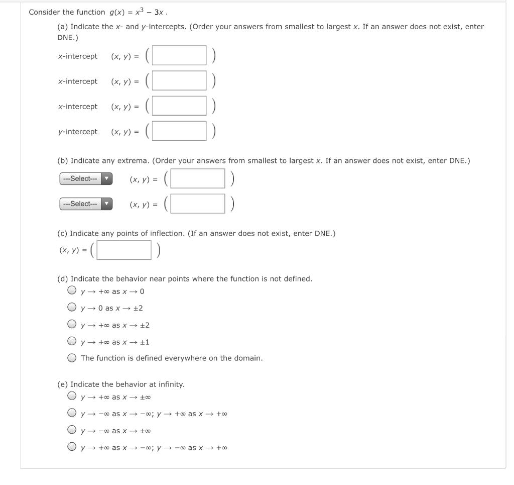 Solved Consider the function g(x) = x3 - 3x . (a) Indicate | Chegg.com