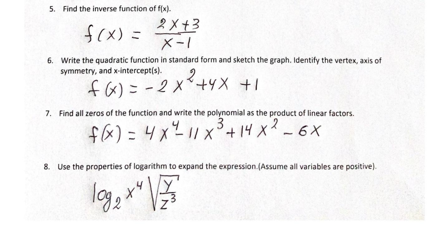 Solved 2222. Find the inverse function of f(x). 22x +22 X-22 22.  Chegg.com