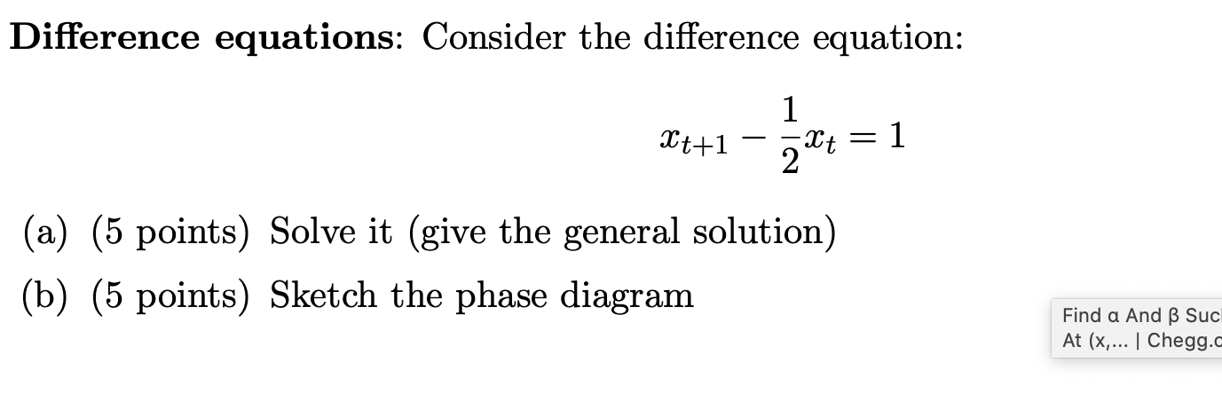 Solved Difference equations: Consider the difference | Chegg.com