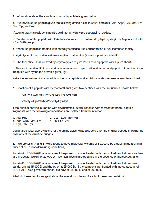 Practice Problems 1 - Amino Acids and Peptides For | Chegg.com