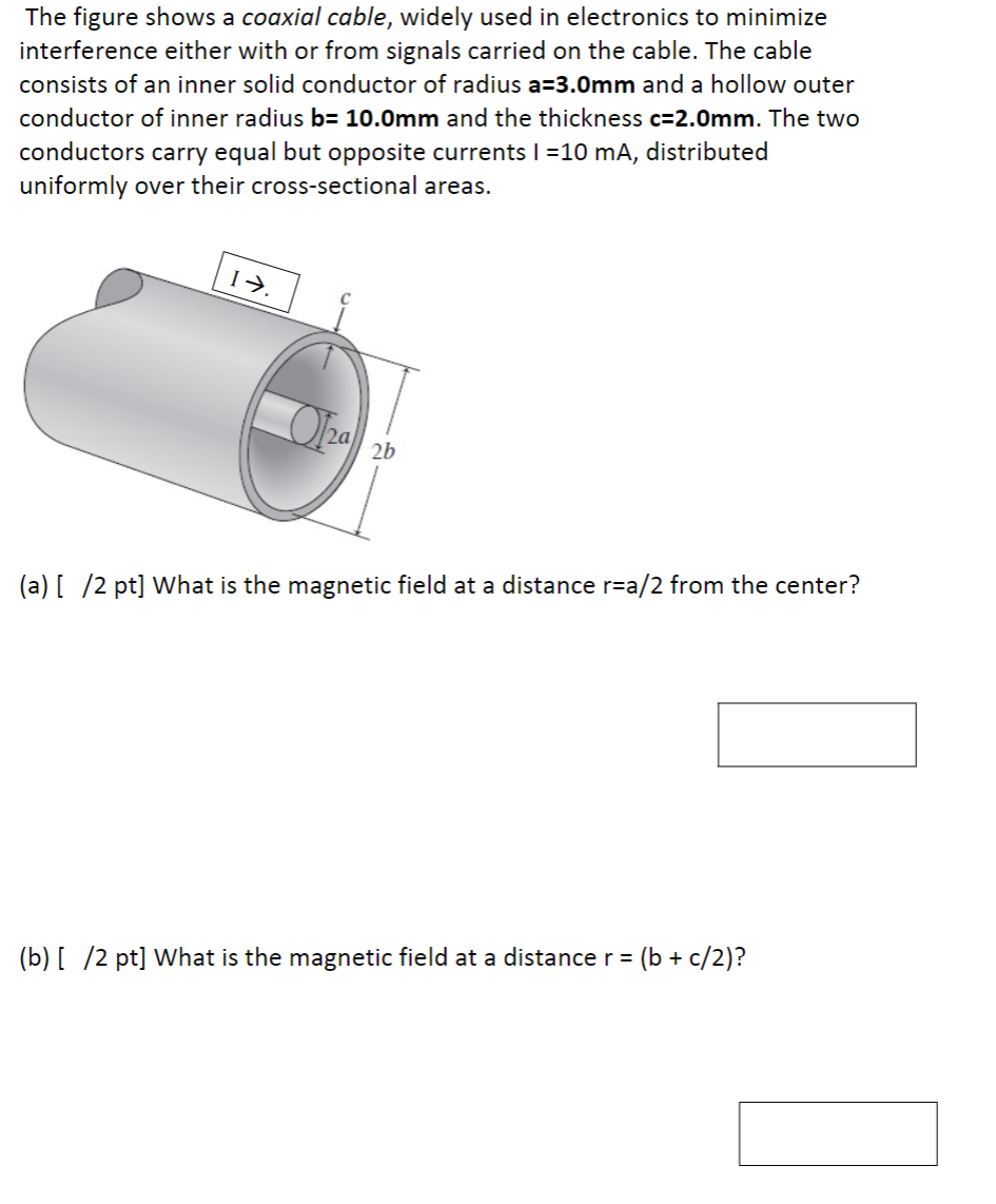 Solved The figure shows a coaxial cable, widely used in | Chegg.com
