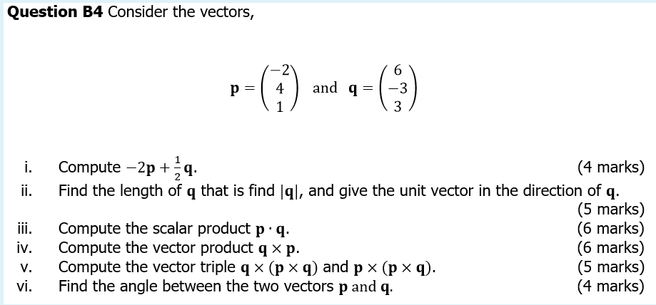 Solved Question B4 Consider The Vectors P 2 4 1 And A 6 3 Chegg Com
