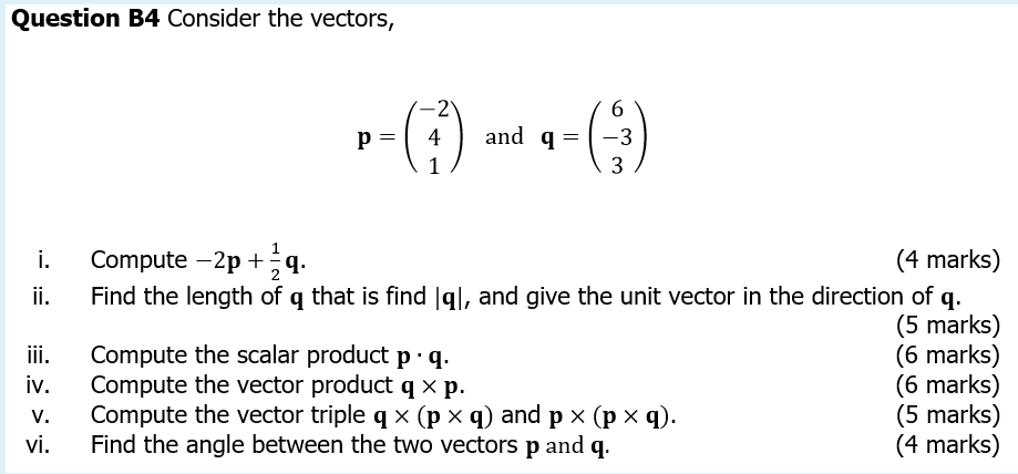 Solved Question B4 Consider The Vectors P 2 4 1 And A 6 Chegg Com