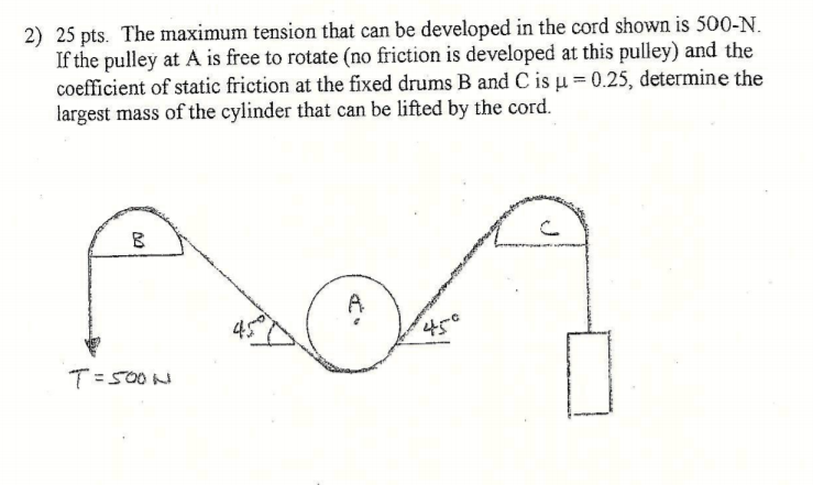 Solved 2) 25 pts. The maximum tension that can be developed | Chegg.com