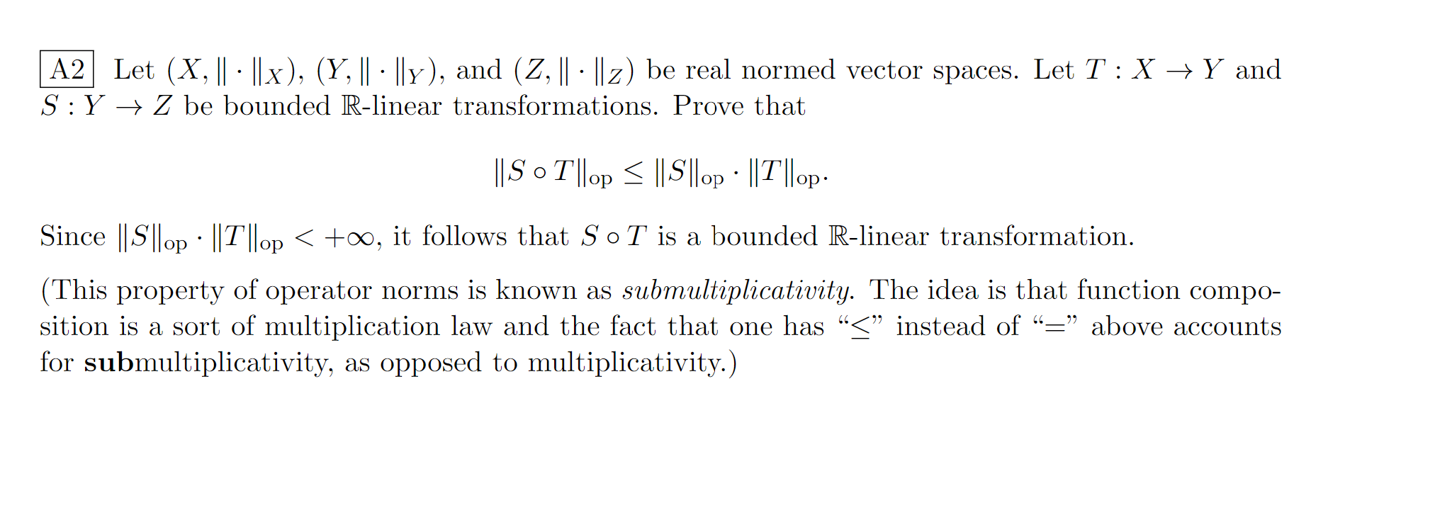 Solved : 2 2 A2 Let (X, || . ||x), (Y, || · ||Y), And (Z, || | Chegg.com