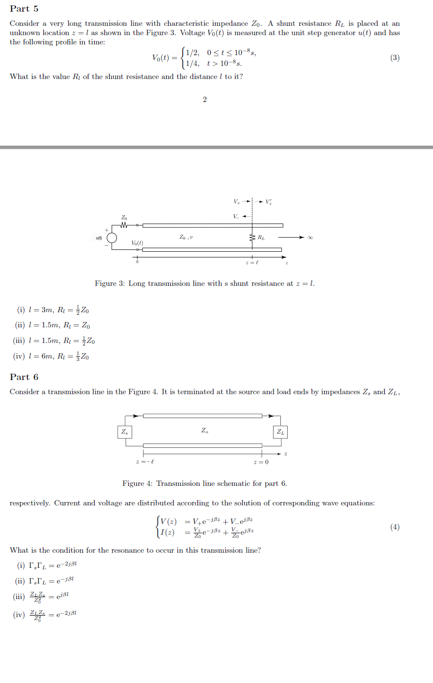 Solved Part 5 Consider a very long transmission line with | Chegg.com
