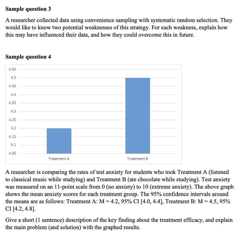 Solved Sample question 3 A researcher collected data using | Chegg.com