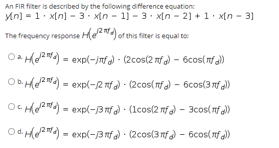 Solved An FIR filter is described by the following | Chegg.com