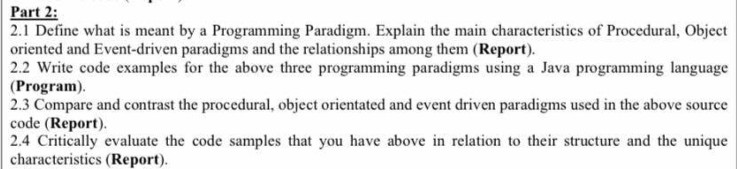Solved part 2 2 1 define what is meant by a programming chegg