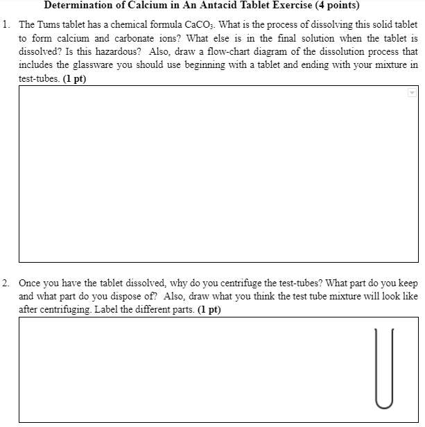 Solved 1) The Tums tablet has a chemical formula CaCO3. What