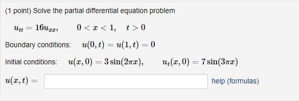 Solved (1 point) Solve the partial differential equation | Chegg.com