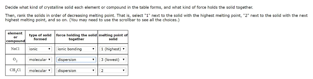 Solved Decide what kind of crystalline solid each element or | Chegg.com