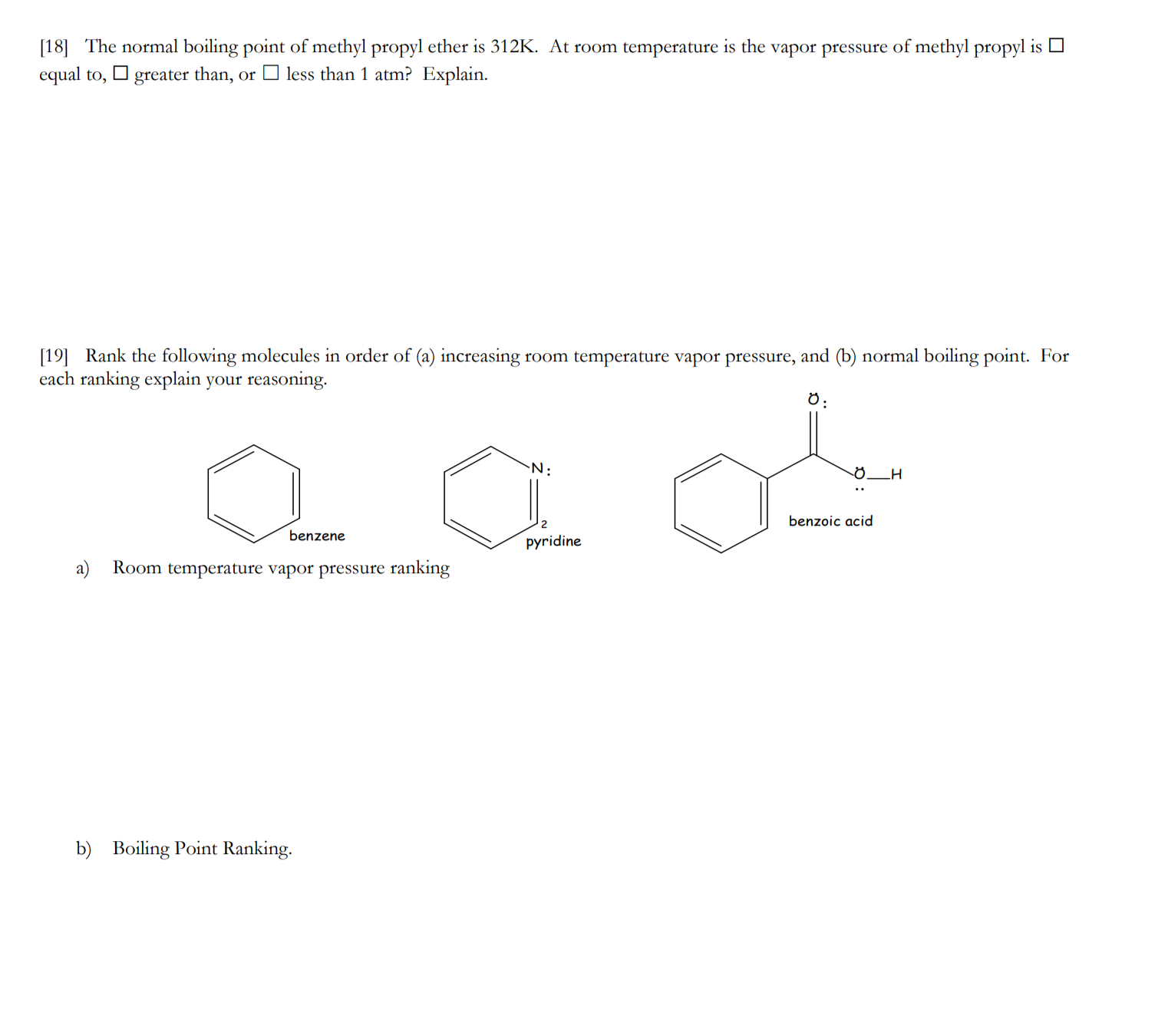 Solved [18] The normal boiling point of methyl propyl ether | Chegg.com