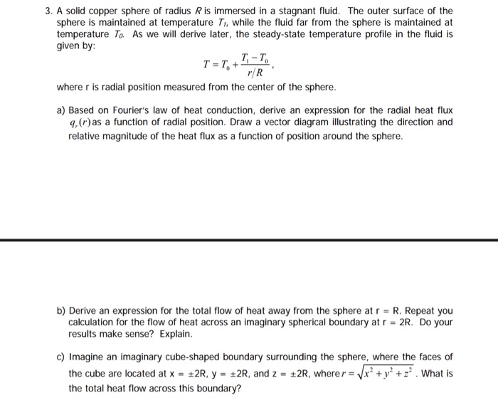 Solved 3. A solid copper sphere of radius R is immersed in a | Chegg.com
