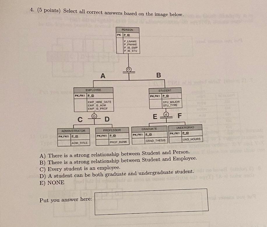 Solved 4. (5 points) Select all correct answers based on the | Chegg.com
