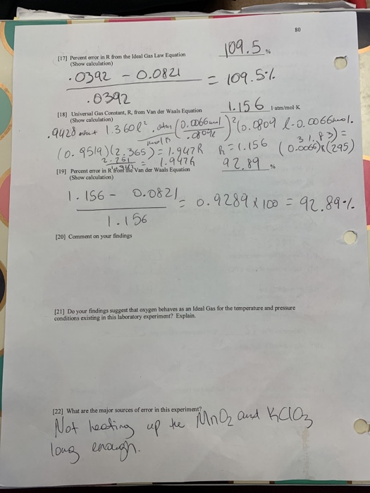 ideal gas law experiment errors