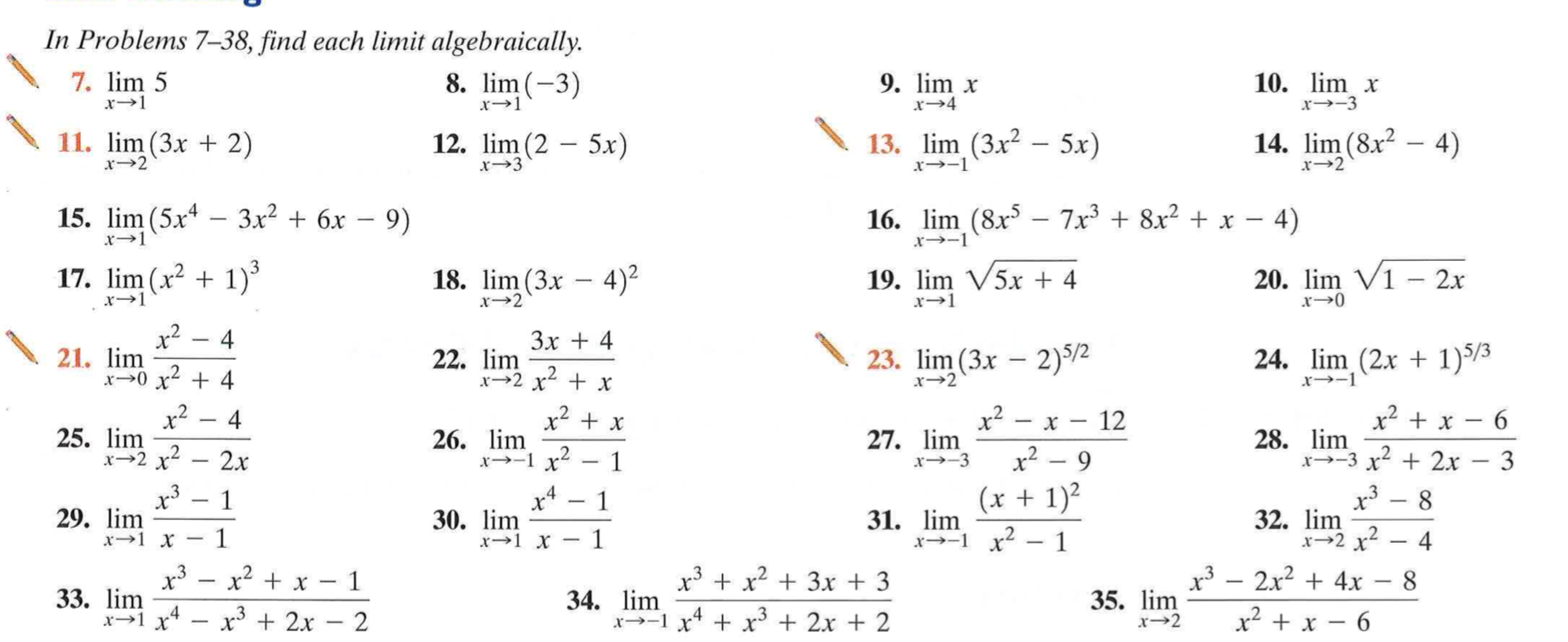 Solved In Problems 7–38, find each limit algebraically. 7. | Chegg.com