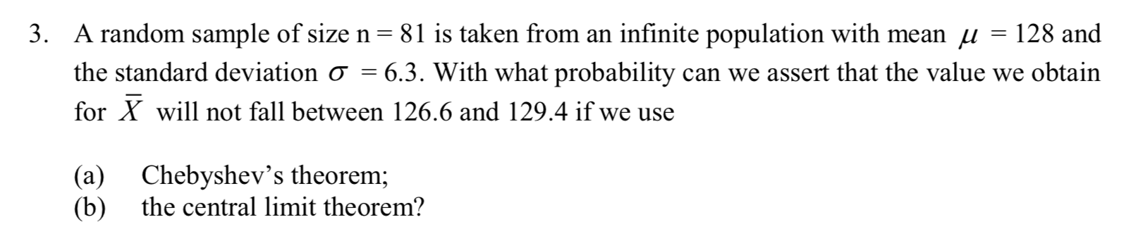 Solved = 3. A random sample of size n= 81 is taken from an | Chegg.com