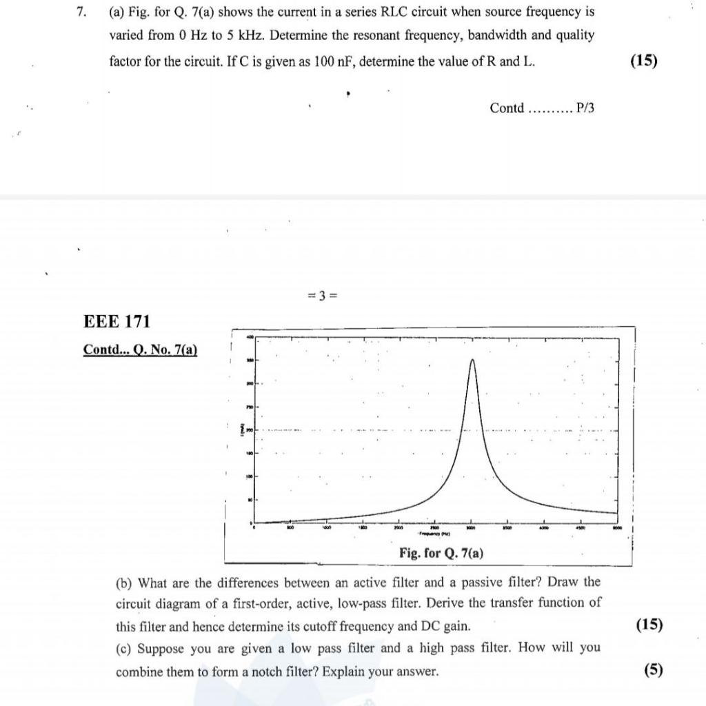 7. (a) Fig. for Q. 7(a) shows the current in a series | Chegg.com