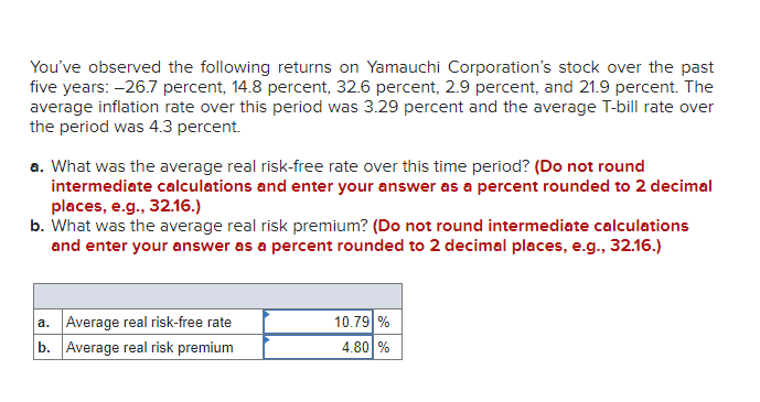 Solved You ve Observed The Following Returns On Yamauchi Chegg