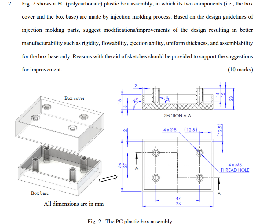 Solved 2. Fig. 2 shows a PC (polycarbonate) plastic box | Chegg.com