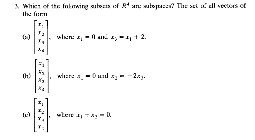 Solved 3. Which of the following subsets of R4 are | Chegg.com