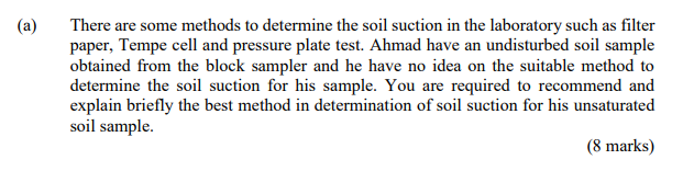 Solved (a) There are some methods to determine the soil | Chegg.com
