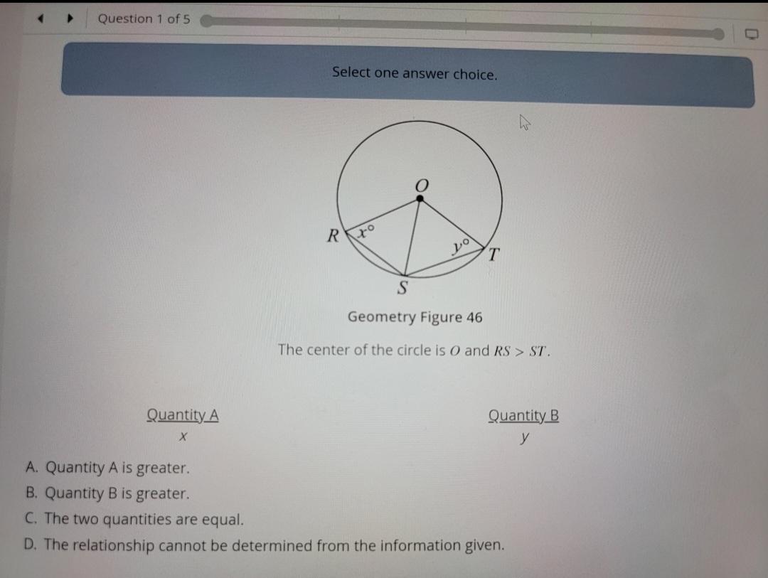Solved Select one answer choice. Geometry Figure 46 The | Chegg.com