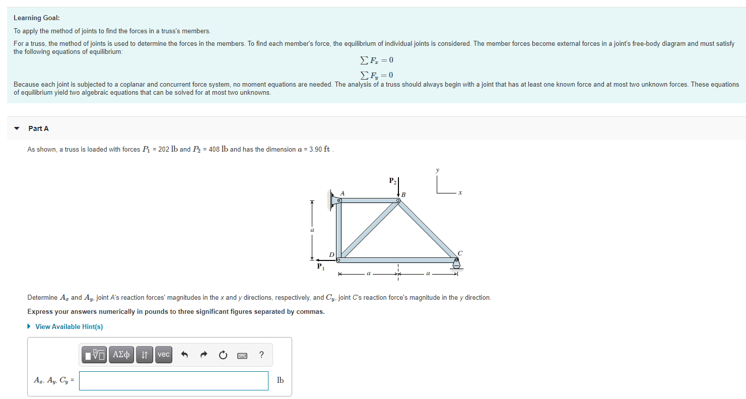 Solved Learning Goal: To Apply The Method Of Joints To Find | Chegg.com