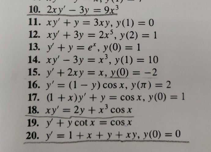 Solved 10 2x Y 3y 9x 11 Xy Y 3xy Y 1 0 12 Chegg Com