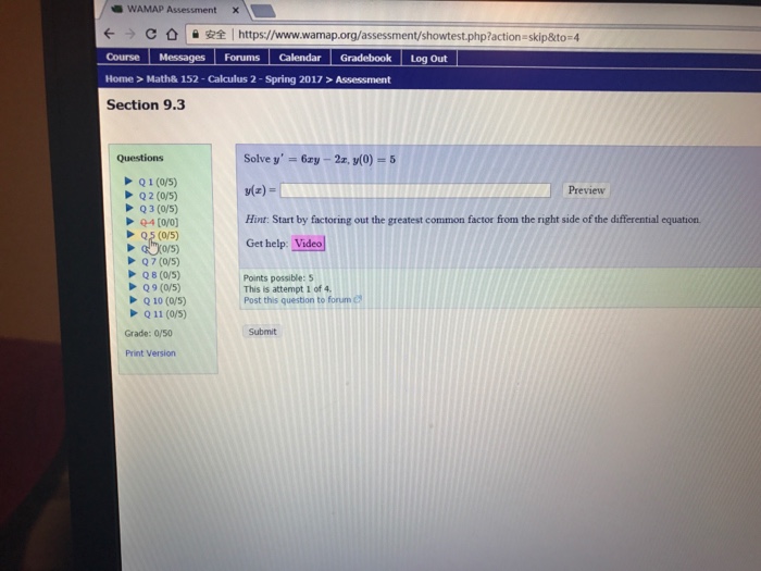 Solved WAMAP Assessment x C ese | Chegg.com