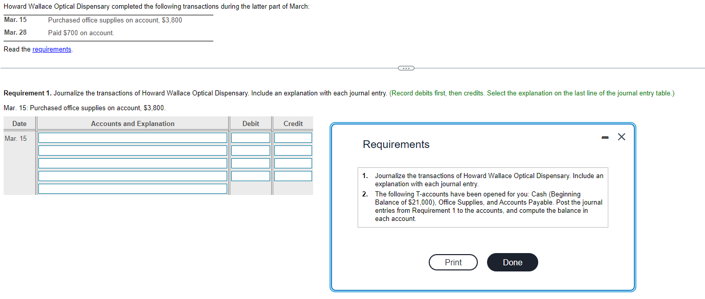 Solved Mar. 15 Purchased office supplies on account,