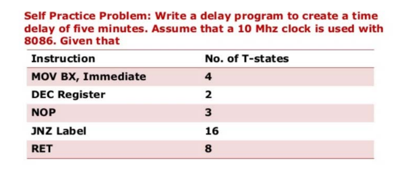 Solved Self Practice Problem: Write a delay program to | Chegg.com