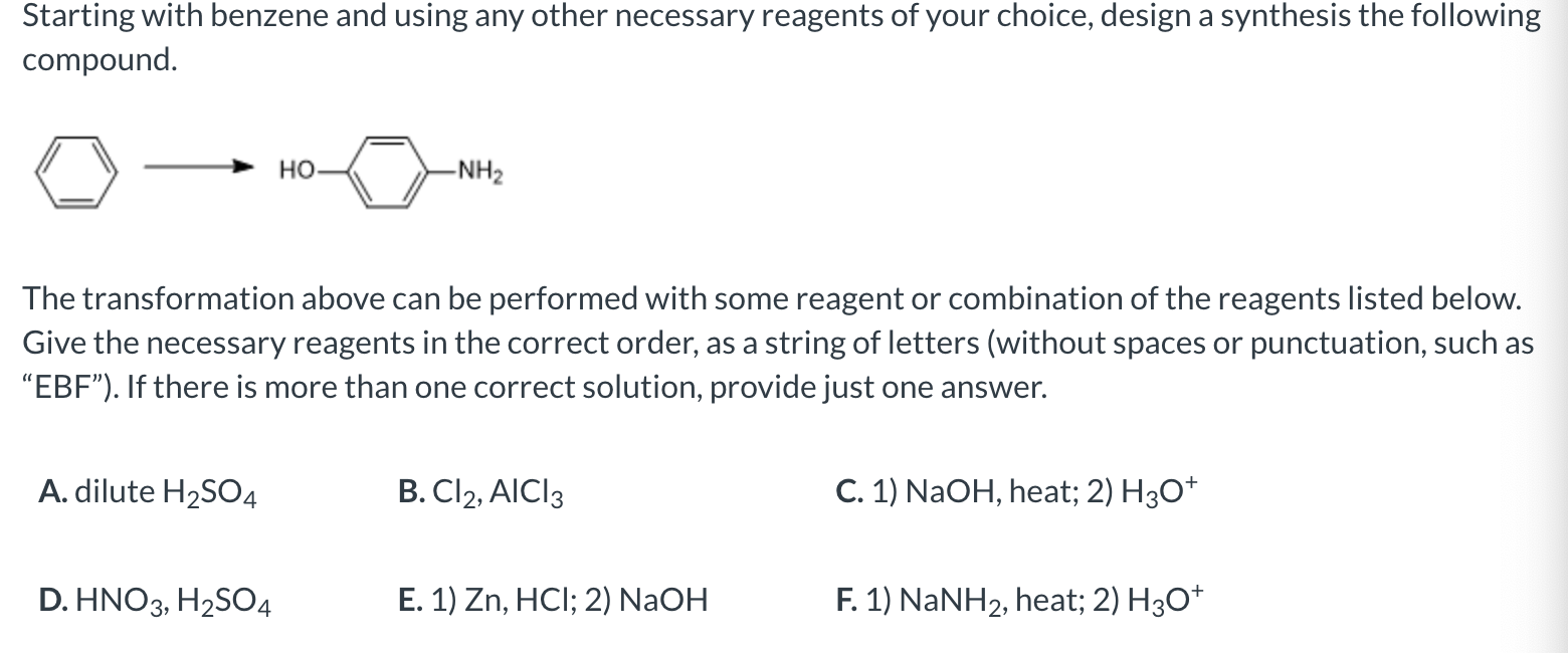 Solved Starting With Benzene And Using Any Other Necessary | Chegg.com