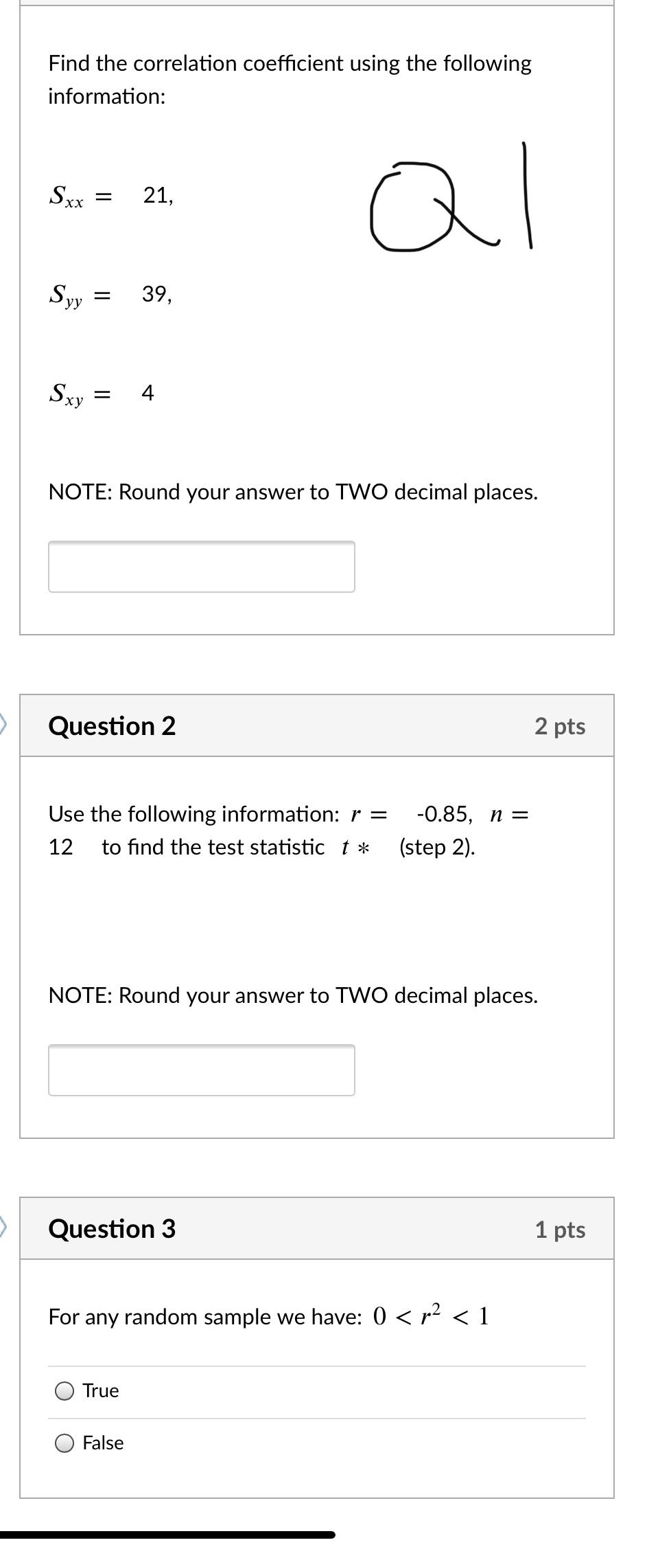Solved Find the correlation coefficient using the following | Chegg.com