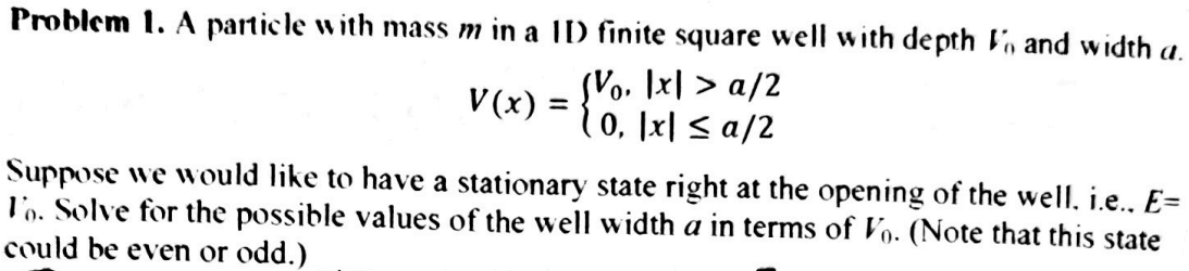 Solved Problem 1. A particle with mass m in a ID finite | Chegg.com