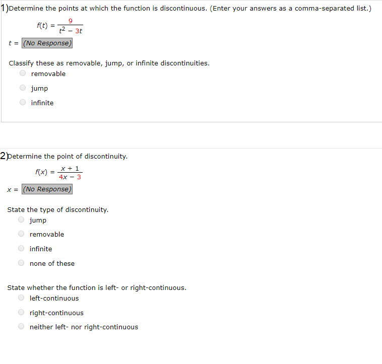 Solved 1)Determine the points at which the function is | Chegg.com