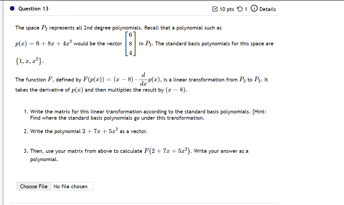 Solved The space P2 represents all 2 nd degree polynomials.