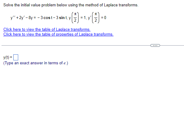 Solved Solve the initial value problem below using the | Chegg.com